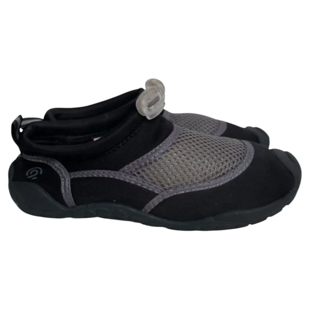 Kids Champion Water Shoes Black Gray Mesh Pull-On Beach Shoe Youth Size 13-1